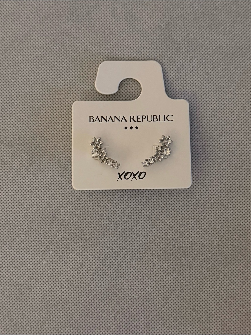 Banana Republic Silver Crystal Ear Climbers Length 1” - inch